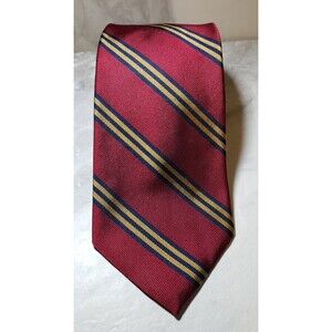 Brooks Brothers Makers BB Tie 100% Silk Hand Made Stripes Red Blue Gold